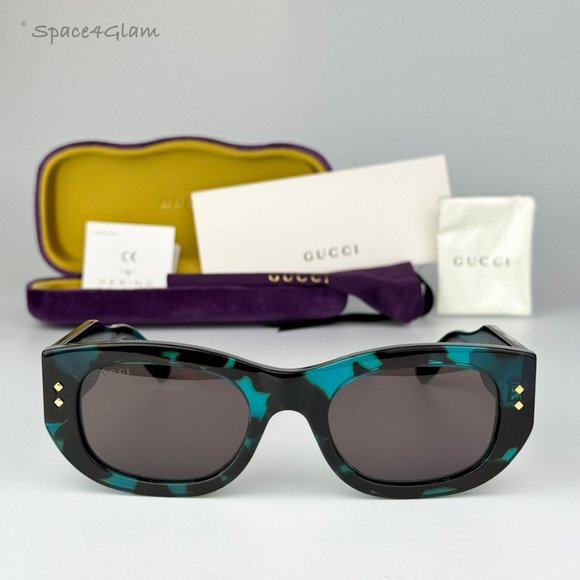 NEW Gucci GG1215S 001 Havana Grey Rectangle Unisex Sunglasses GG 1215S - Picture 3 of 12